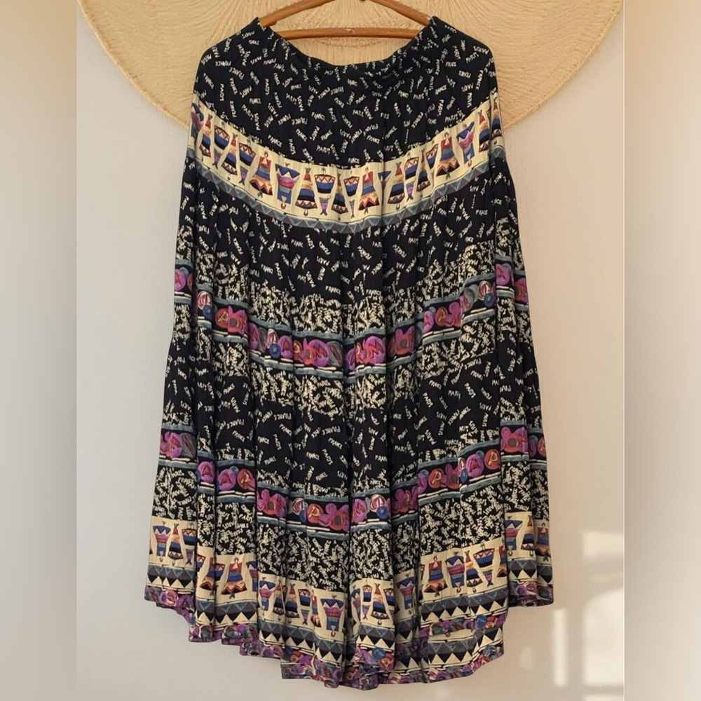 Vintage Boho Broomstick Skirt